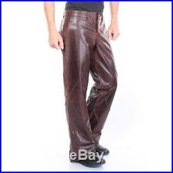 Brown Leather New York Speed Pants Men Brown Size 28