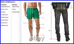Brown Men's Lambskin Real Leather Cargo Pants Biker Pants 021