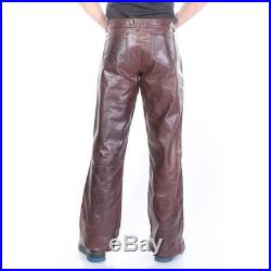 Brown NYS Leather Pants Men New Size 28