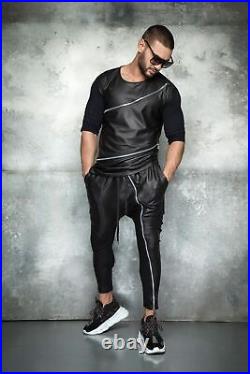 By Alina Mexton Men's Trousers Boyfriend Pants Leather Casual S XL #M46