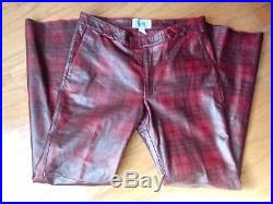 CYNTHIA ROWLEY Rare Vintage Men's Leather Motorcycle Plaid Pants, Size 34x33