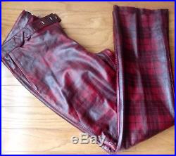 CYNTHIA ROWLEY Rare Vintage Men's Leather Motorcycle Plaid Pants, Size 34x33