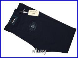 Castello d'Oro Pants Navy Cotton Pants Too Much Luxury Leather Patch Size 32