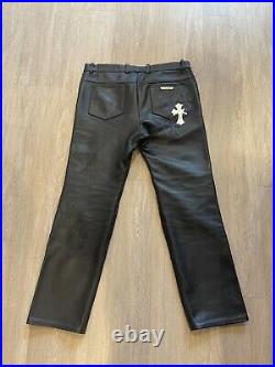 Chrome Hearts Leather 5 Pocket Pants With Crosses