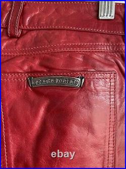 Chrome Hearts Unisex Leather Oxblood Red Leather Pants Jeans XXS XS S