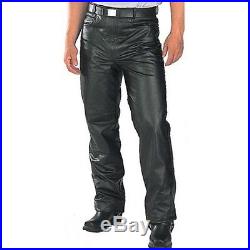Classic Fitted Motorcycle or Casual Men's Leather Trousers Pants