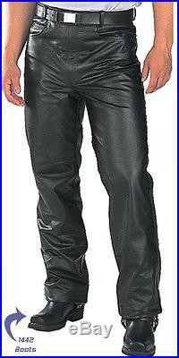Classic Fitted biker motorcycle/Casual Mens Leather Pants 1.2MM thick L-7400