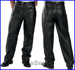 Classic Loose Fit Men's Leather Pants by Xelement size 38