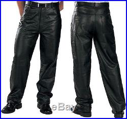 Classic Loose Fit Men's Leather Pants by Xelement size 42