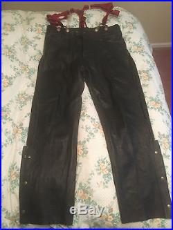 Classic Loose Fit elastic Men's stretch Leather Pants by Xelement size 42