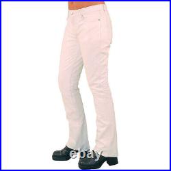 Classic Men's Genuine Lambskin Real Leather White Pant Stylish Trousers