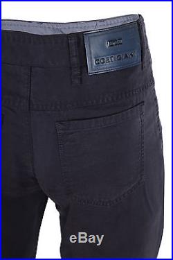Cortigiani Men's Black Pants 100%Lyocell with Leather Logo Patch, size 30/46(IT)