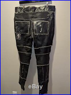 Crust Scab Punk Leather Motorcycle Biker Pants DIY Men's 1 of 1 Size 34