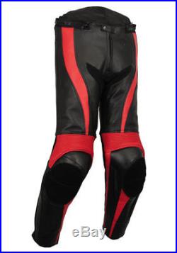Custom Made Men's Black Red Leather Racing Motorcycle Pant CE Armor L-207