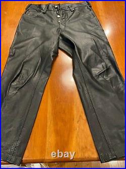 Custom leather pants men 34, Rubio Leathers NYC, button fly, tuck in/out boots