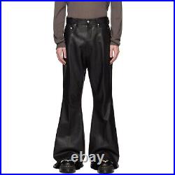 Custom tailored Leather Pants Men Flared Cowhide Black Made-to-Measure