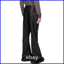 Custom tailored Leather Pants Men Flared Cowhide Black Made-to-Measure