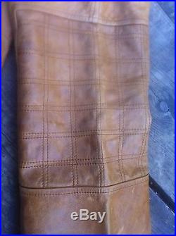 D sQd Men's Very Low Rise Leather Tan Cargo Trousers / Pants Size IT 48