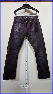 DDC LAB Dyed Blood Red Leather Stretch Rockstar Pants Size 32 NYC Low Waist
