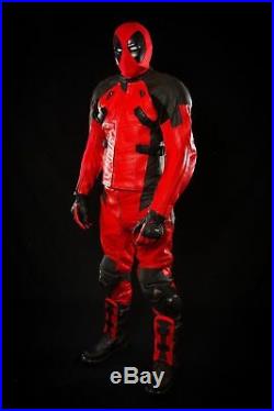 DEADPOOL Leather Suit Racing Motorbike Suit Men Motorcycle Biker Jacket Pant