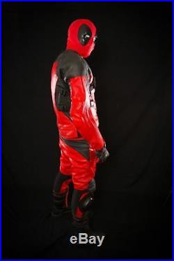 DEADPOOL Leather Suit Racing Motorbike Suit Men Motorcycle Biker Jacket Pant