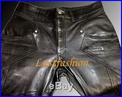 DESIGNER Leather trousers new black men s leather pants Lederhose schwarz neu