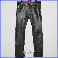DIESEL Black Soft Lamb Leather Motorcycle Biker Jeans Pants Mens Size 29 x 30