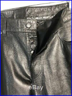DIESEL INDUSTRY Men's BLACK LEATHER PANTS Size 36 X34