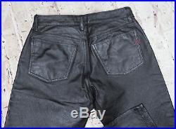 DIESEL Leather Pants Men Size 32x32 Lined to Knee Black Motorcycle Biker