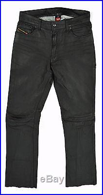 DIESEL Men's Handsome Black Leather Lined Motorcycle Pants Sz 28 31 Inseam