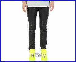 DIESEL P THAVAR 0HAIQ Mens Leather Trouser Black Biker Pants Slim Fit Skinny
