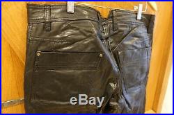 DIESEL leather trousers men's black 32 with interesting biker-style design low-c