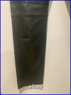 DKNY Men Black Leather motorcycle pants 32 X 32.5