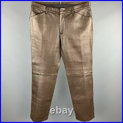 DOLCE & GABBANA Size 36 / IT 54 Brown Leather Flat Front Pants