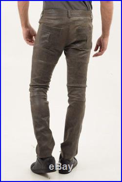 DROMe New Man Beige Brown Olive Lamb Leather Casual Pants Trousers Size M $893