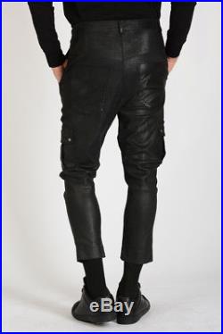 DROMe New Man Black Lamb Leather Cargo Pants Trousers Size M Made Italy $1151