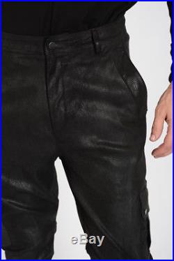 DROMe New Man Black Lamb Leather Cargo Pants Trousers Size M Made Italy $1151