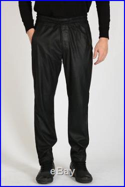 DROMe New Man Black Lamb Leather Casual Pants Trousers Size M Made Italy $1084
