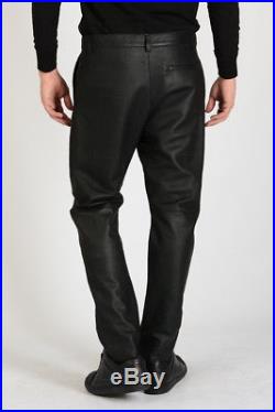DROMe New Man Black Lamb Leather Casual Pants Trousers Size M Made Italy $1600