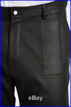 DROMe New Man Black Lamb Leather Casual Pants trouser Size M $1110 Made in Italy