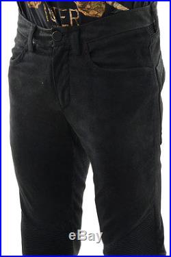 DROMe New Man Black Suede Leather Skinny Motorcycle Biker Pants Trousers Size M