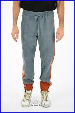 DROMe New Man Blue Suede Leather Drawstring Jogger Casual Pants Trouser Size M