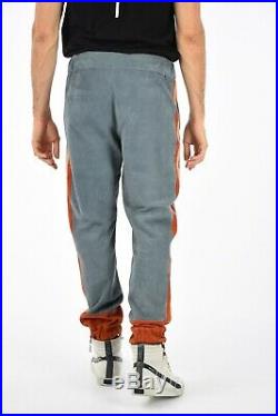DROMe New Man Blue Suede Leather Drawstring Jogger Casual Pants Trouser Size M