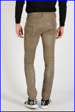 DROMe New Man Brown Olive Lamb Leather Pants Trousers Size M Made in Italy $934