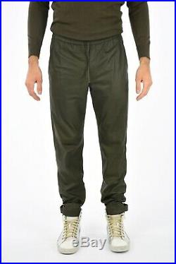 DROMe New Man Green Soft Leather Drawstring Joggers Casual Pants Trouser Size M