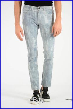 DROMe New Man Light Blue Slim Fit Stretch Leather Casual Pants Trouser Sz M $966