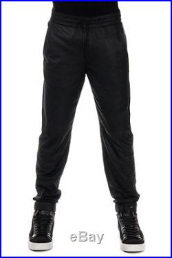 DROMe New men Drawstring Leather Pants Black authentic Made in Italy