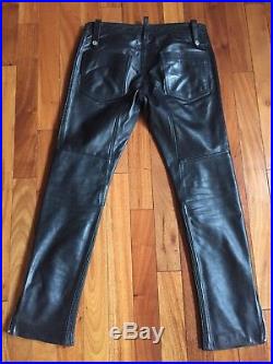 DSQUARED2 Wanted mens Leather moto Biker inspired Pants, withTags! Amazing! SALE