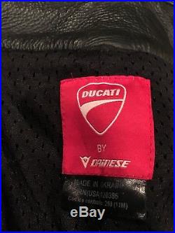 Dainese DUCATI Men's 56 Black Padded Cowhide Leather Motorcycle Riding Pants