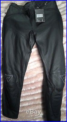 Dainese Mens Full Leather Motorcycle Pants Black 58 NEW WITH TAGS